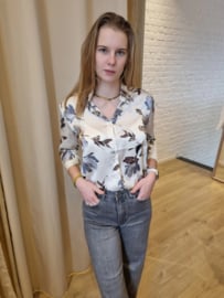 hemd satijn met bloemenprint beige