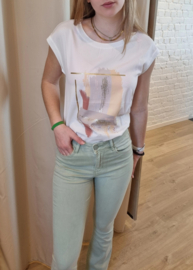 T-shirt verfstrepen beige