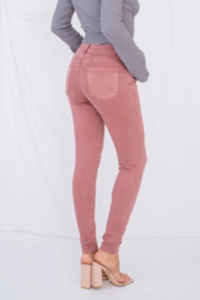 middelhoge taille flex stretch houtroze