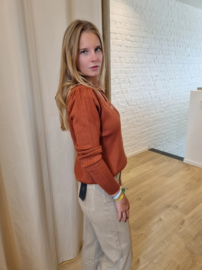 cardigan met grote knopen roest