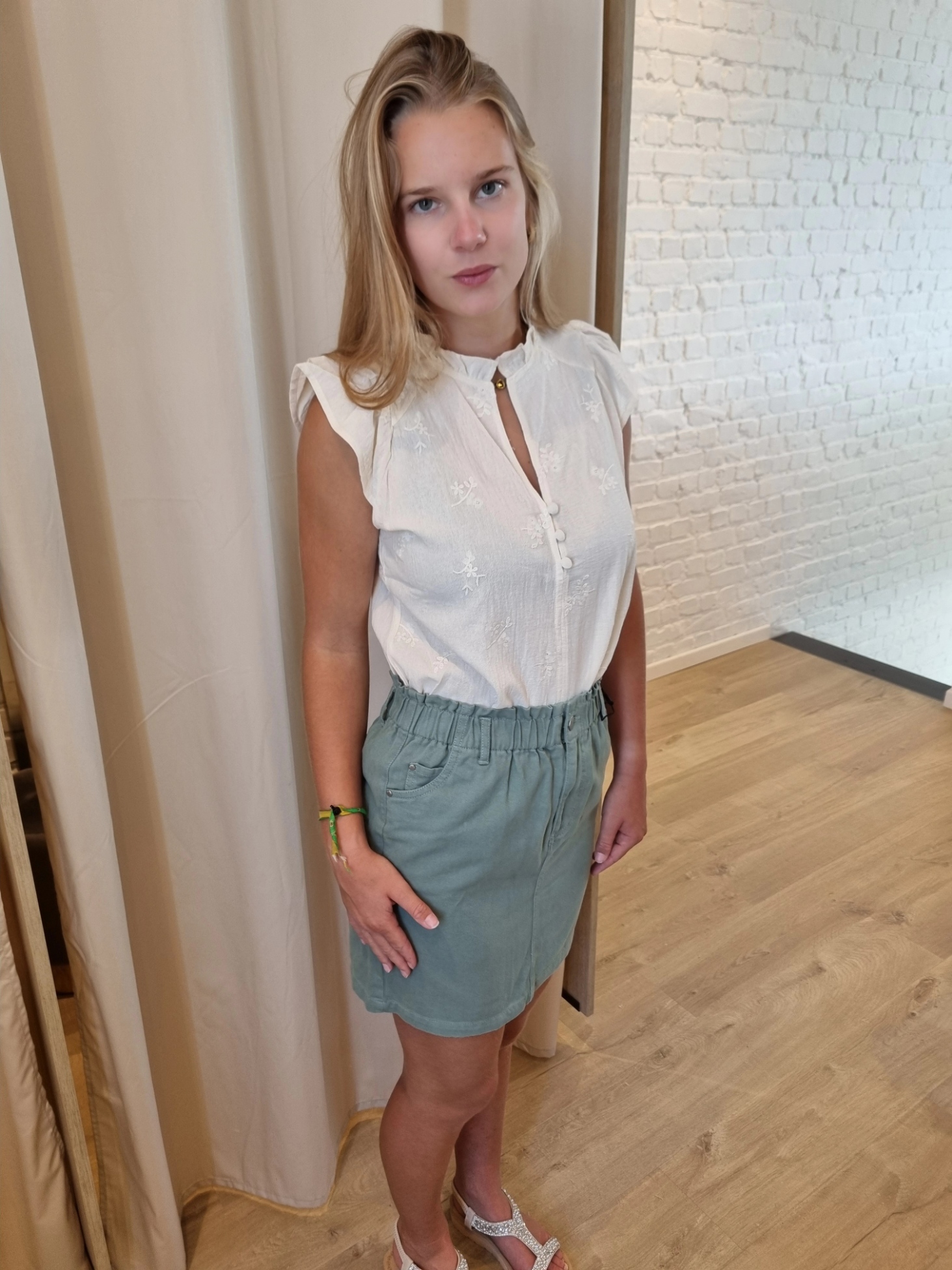 stevig rokje met elastische taille kaki JDY