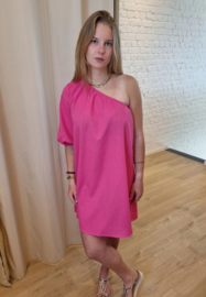 one shoulder jurk fuchsia