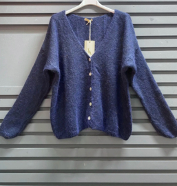 effen cardigan marineblauw