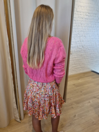 jurk terracotta en roze print