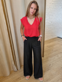 JDYTRAIN S/L LACE V-NECK TOP WVN DIA rood
