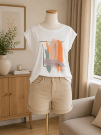 T-shirt verfstrepen oranje
