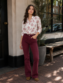 Folyrose LESLIE FIT bordeaux – hoge taille STRAIGHT FIT jeans- WIDE LEG