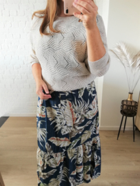 overslagjurk met gouden afwerking oceaanblauw