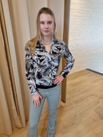 blouse met mooie blaadjesprint en lurex