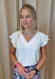 blouse met kanten afwerking wit