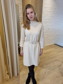 ecru gebreide jurk met strass riem