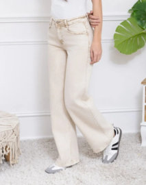 FR hoge taille wide fit washed beige