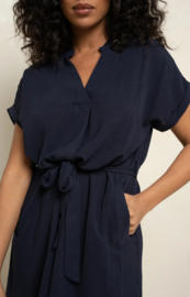 jurk met bindlintje marineblauw