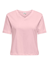 JDYREX S/S V NECK TOP JRS DIA lichtroze