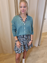 overslagjurk met roze en groene bloemenprint