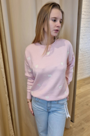 trui met hartjes lichtroze