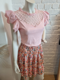 plissé rokje bloemetjes roze