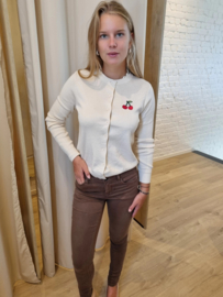 cardigan met kersje beige