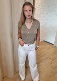 JDYDORA DODO S/S FOIL V-NECK TOP JRS kaki