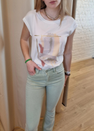 Hoge taille bootcut lichtgroen super stretch H6954