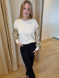trui met pailletten licht beige
