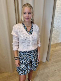 overslagjurk met roze en groene bloemenprint