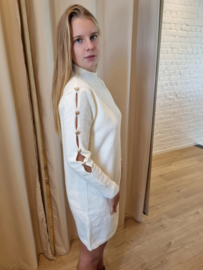 gebreide jurk met hartjes ecru