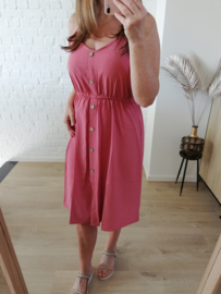 midi-jurk met lijstjes koraal (ruime maatjes)