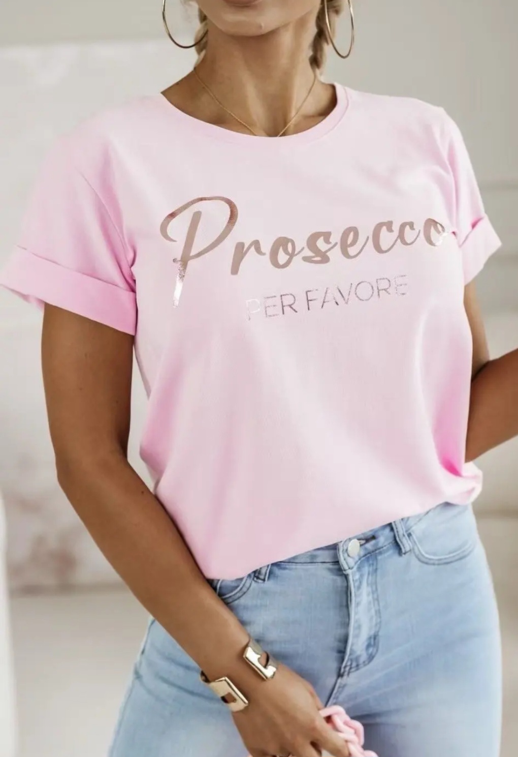 T-shirt prosecco lichtroze