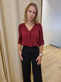blouse met V-hals en 3/4 mouw JDY bordeaux