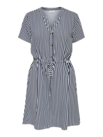 jurk met streepjes en treklintje  blauw/wit JDYLAUREL
