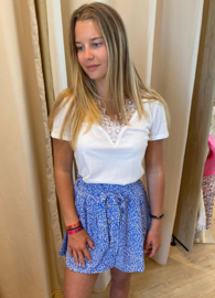 elastisch rokje met blauw patroon