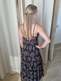 jurk blaadjesprint donker