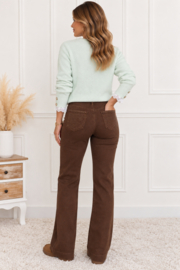 Folyrose LESLIE FIT chocolat STRASS - STRAIGT FIT - WIDE LEG