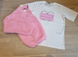 T-shirt pink heart JDY