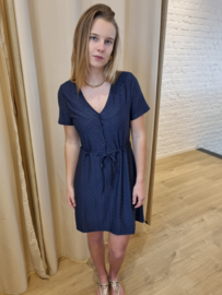 JDYCATHINKA SS V NECK BELT DRESS JRS DIA marineblauw