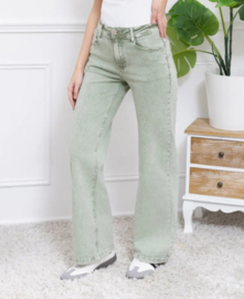 FR hoge taille wide fit washed kaki