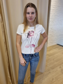 T-shirt met roos wit