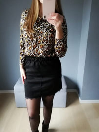 hemd met luipaardprint kaki/oranje