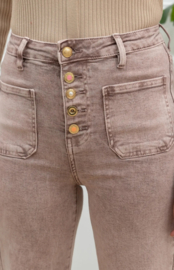 FR hoge taille wide fit met knoopdetail hibiscus rose