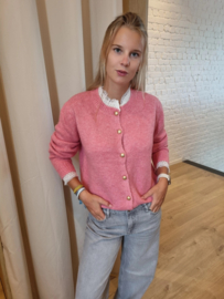 trui met knopen en kant Spice rose