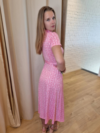 lichtroze stretch jurk met motief