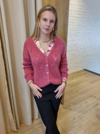 mohair cardigan met patroon  dieproze