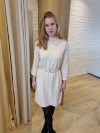 ecru gebreide jurk met strass riem