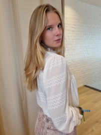 blouse met lurex ecru