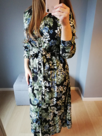 maxi-hemdjurk blauwe en groene print