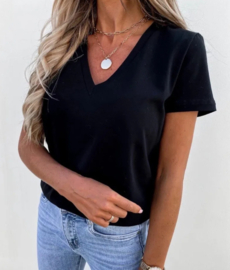 basic effen T-shirt  zwart