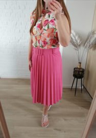 plissé rok framboos met riem