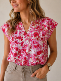 JDYTROYA LIFE S/S V-NECK TOP WVN EXP roze