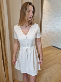 JDYCATHINKA SS V NECK BELT DRESS JRS DIA wit